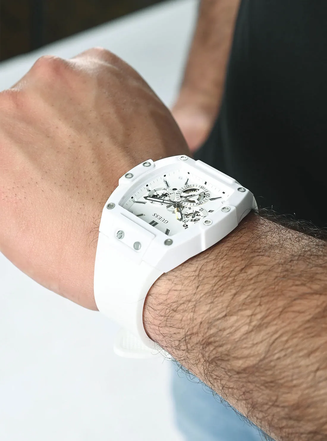 White Phoenix Silicone Watch Guess