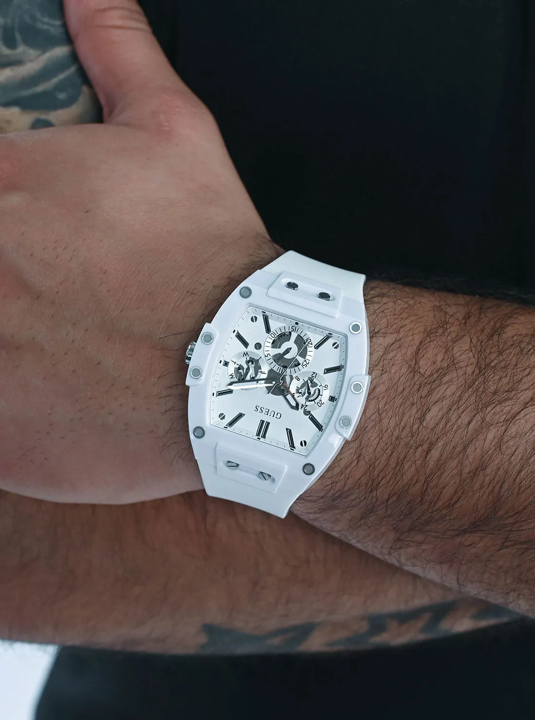 White Phoenix Silicone Watch Guess