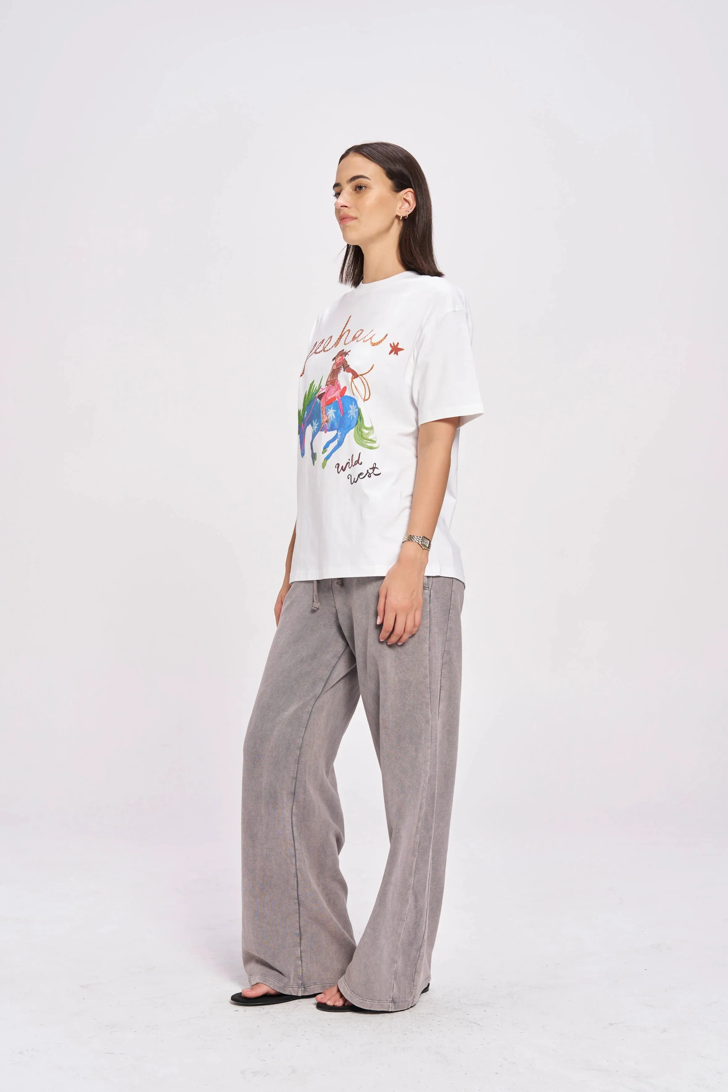 YEEHAW!! OVERSIZE DEEP DROP SHOULDER TEE - LUCENT WHITE - MAKU
