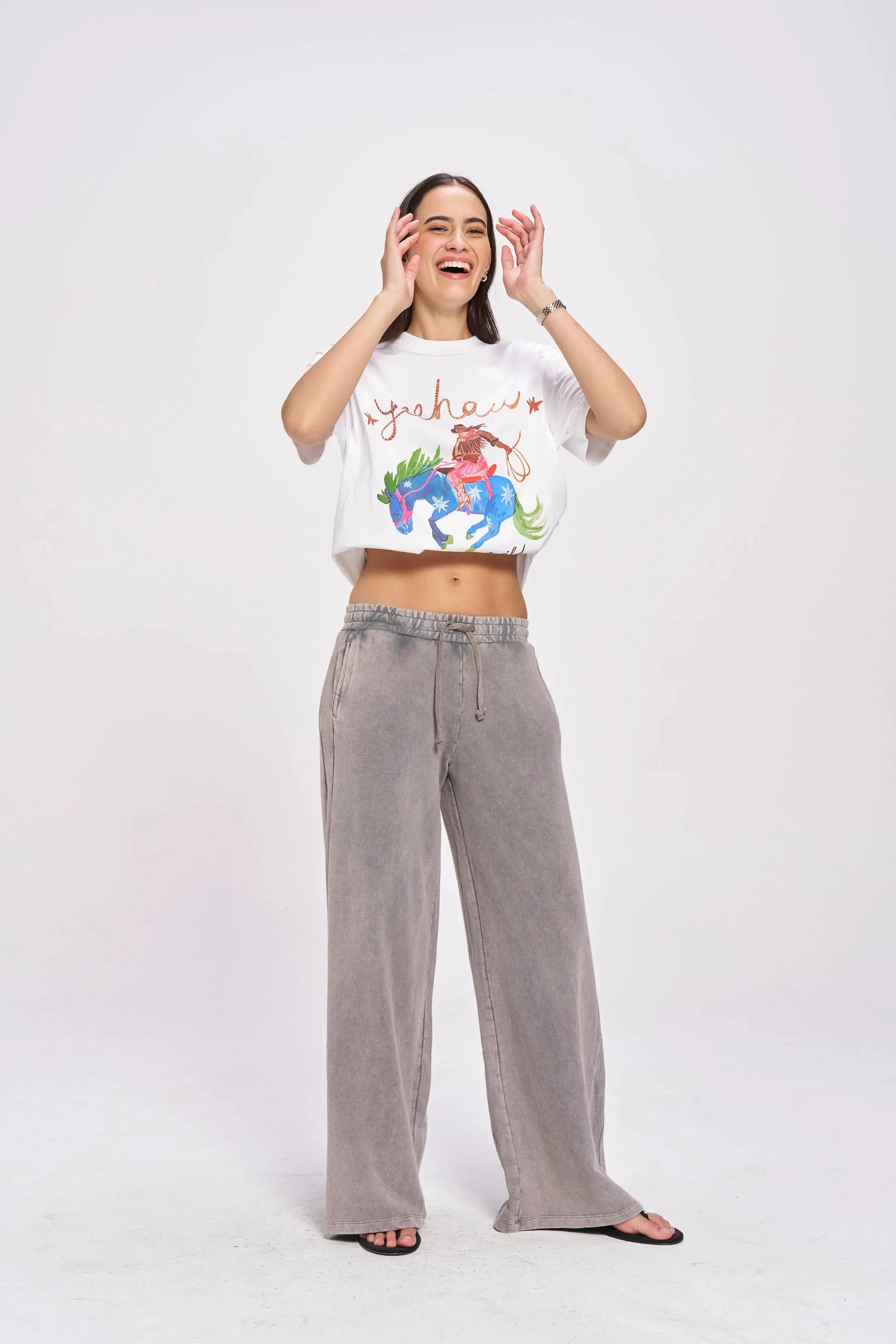 YEEHAW!! OVERSIZE DEEP DROP SHOULDER TEE - LUCENT WHITE - MAKU