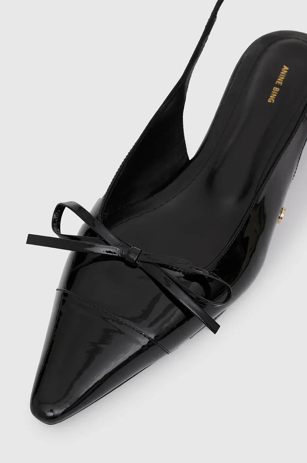 ZOEY SLINGBACK HEELS - BLACK PATENT - ANINE BING