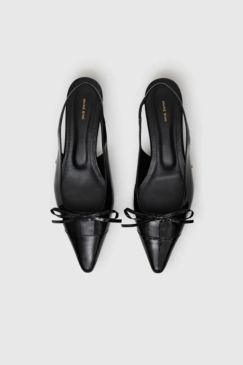 ZOEY SLINGBACK HEELS - BLACK PATENT - ANINE BING